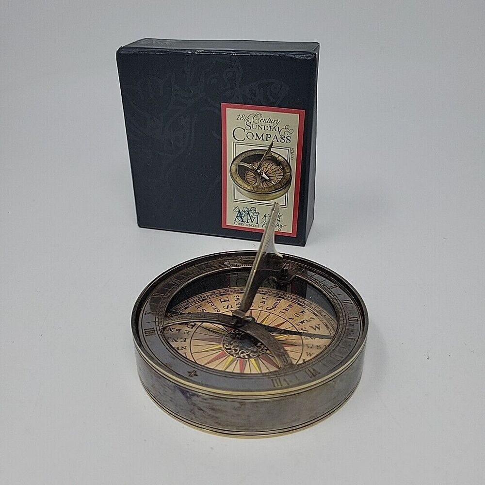 Authentic Models 18th C. Sundial/Compass , Aged/hand buffed duotone - CO012A